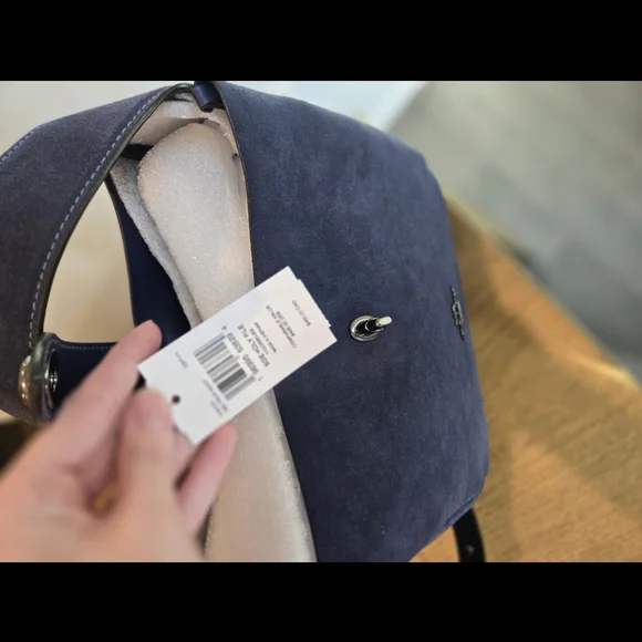Coach Hadley True Navy Suede Convertible Crossbody Bag - Picture 4 of 4